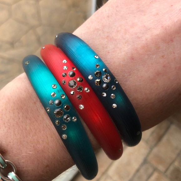 Alexis Bittar bangle bracelet’s x 3 with crystals - Picture 3 of 7